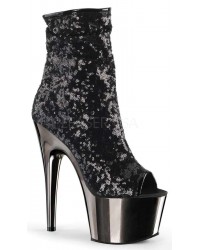 Black Sequin Adore Platform Ankle Boots