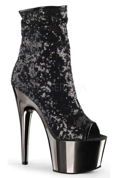 Black Sequin Adore Platform Ankle Boots