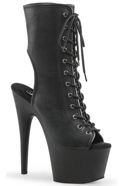 Black Faux Leather Adore Platform Ankle Boots