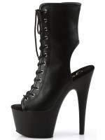 Black Faux Leather Adore Platform Ankle Boots