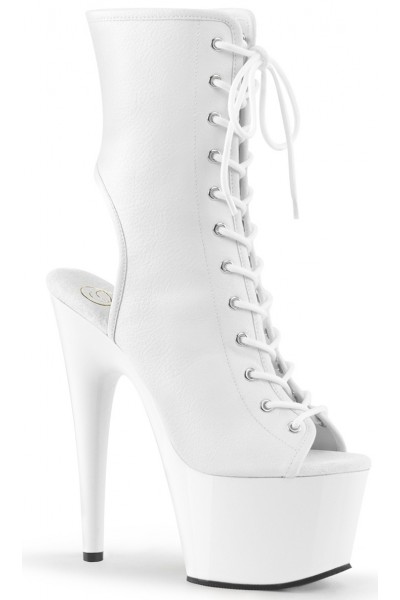 White Faux Leather Adore Platform Ankle Boots