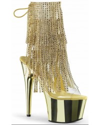 Gold Rhinestone Fringe Platform Ankle Boots