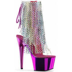 Hot Pink Rhinestone Fringe Platform Ankle Boots