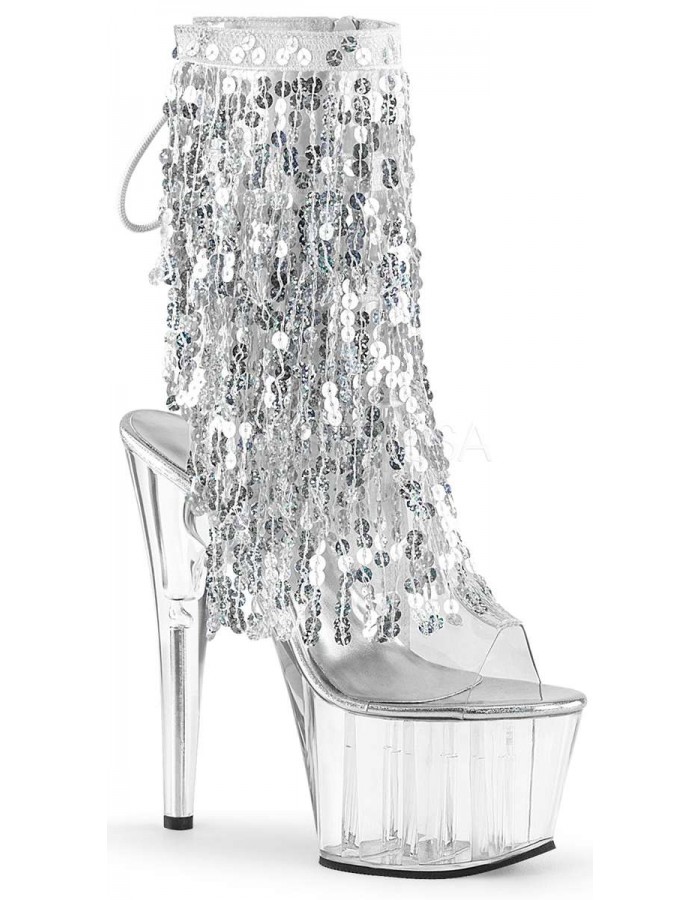 sparkly silver ankle boots