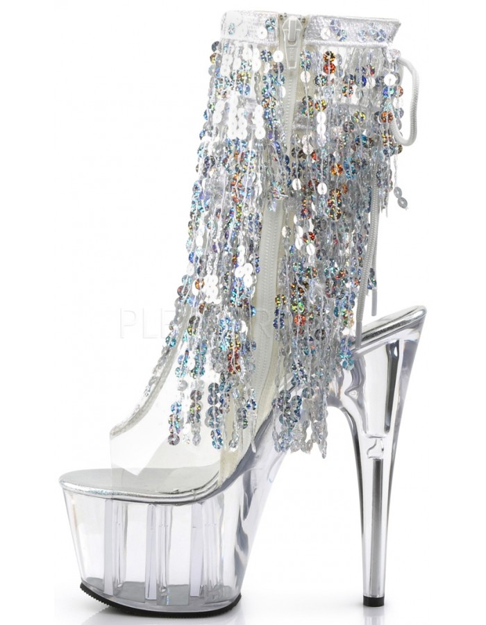 silver platform ankle boots