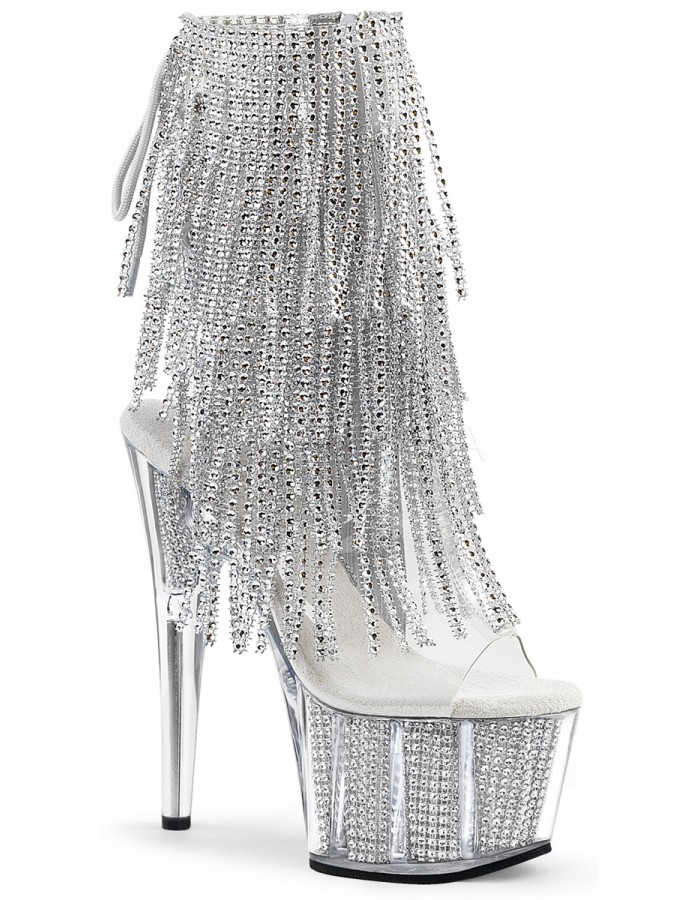 silver platform ankle boots