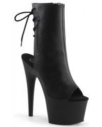 Black Peep Toe and Heel Platform Ankle Boots