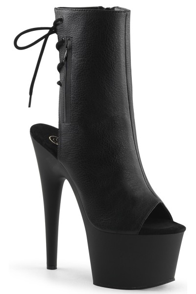 Black Peep Toe and Heel Platform Ankle Boots