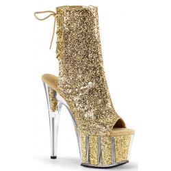 Gold Glittered Platform Ankle Boots