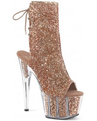 Rose Gold Glittered Platform Ankle Boots