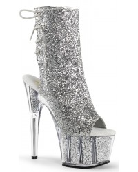 Silver Glittered Platform Ankle Boots