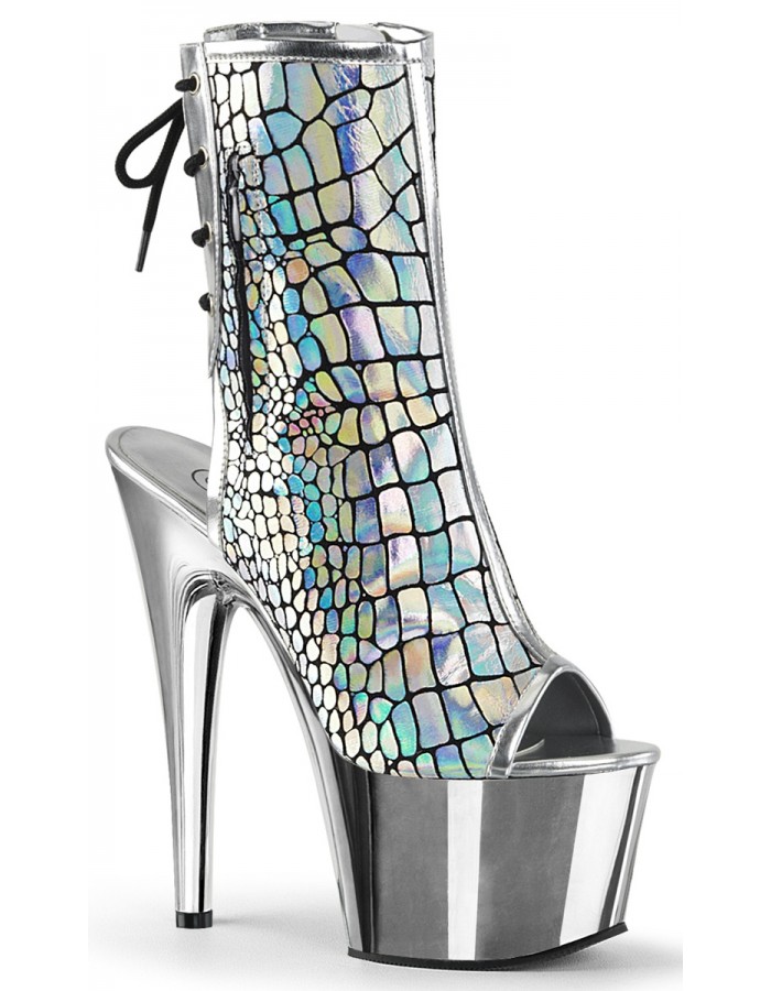 silver platform ankle boots