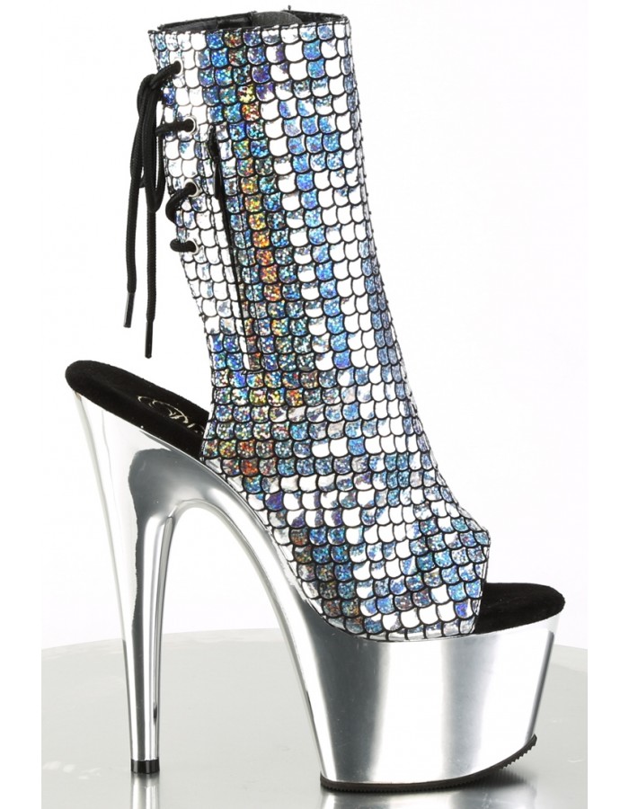 silver platform ankle boots