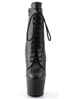 Adore Black Faux Leather Platform Granny Ankle Boots