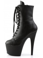 Adore Black Faux Leather Platform Granny Ankle Boots