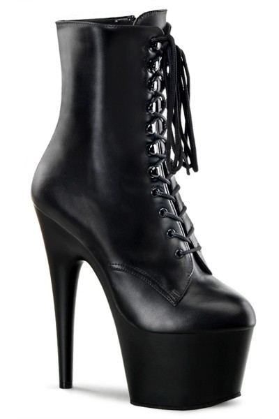 Adore Black Leather Platform Ankle Boots