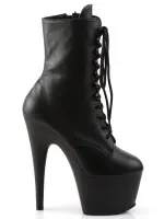 Adore Black Leather Platform Ankle Boots