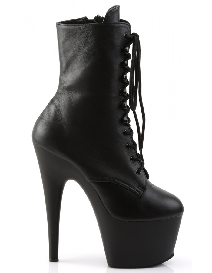 Black Leather Gothic Platform Boots are Ankle High Granny Boots