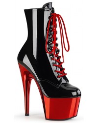 Red Chrome Platform Adore Black Granny Ankle Boots