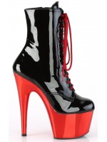 Red Chrome Platform Adore Black Granny Ankle Boots