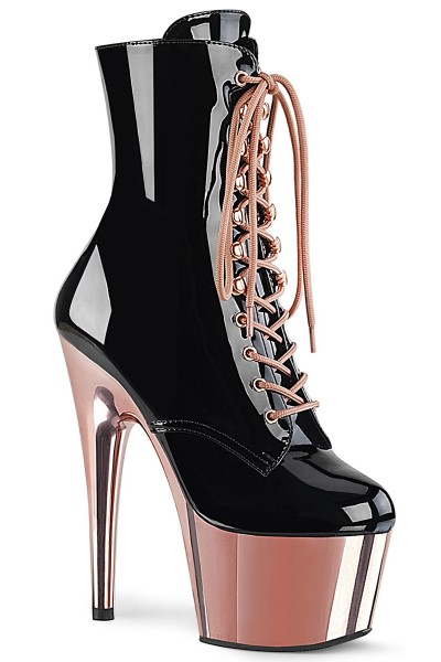 Rose Gold Platform Adore Black Granny Ankle Boots