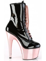 Rose Gold Platform Adore Black Granny Ankle Boots