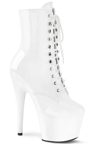 Adore White Patent Platform Granny Ankle Boots