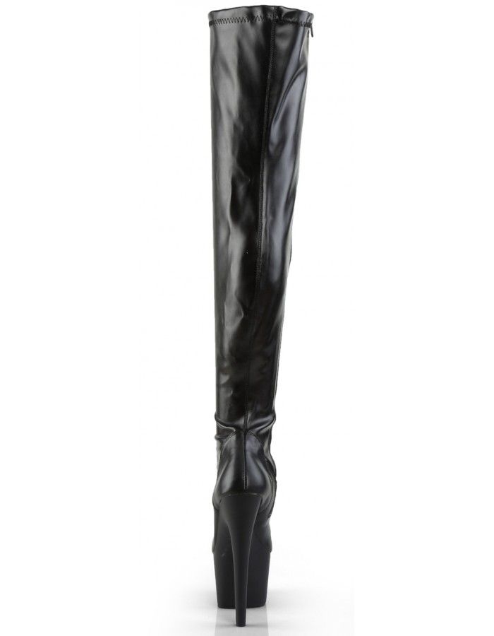 Adore Platform Matte Thigh High Boot 6.5 Inch Heel | Black Thigh High Boots