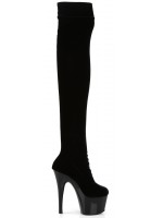 Adore Black Velvet Thigh High Platform Boots