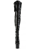 Adore Black Lace Up Thigh High Platform Boots