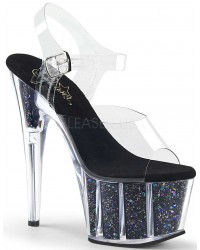 Black Confetti Filled Clear Platform Adore Sandals