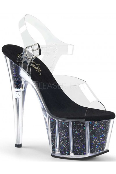 Black Confetti Filled Clear Platform Adore Sandals