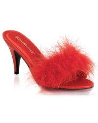 Amour Red Maribou Trimmed Slipper