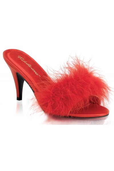 Amour Red Maribou Trimmed Slipper