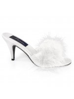 Amour White Maribou Trimmed Slipper