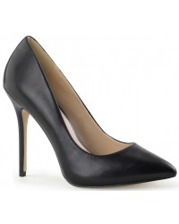 Amuse Black Faux Leather 5 Inch High Heel Pump