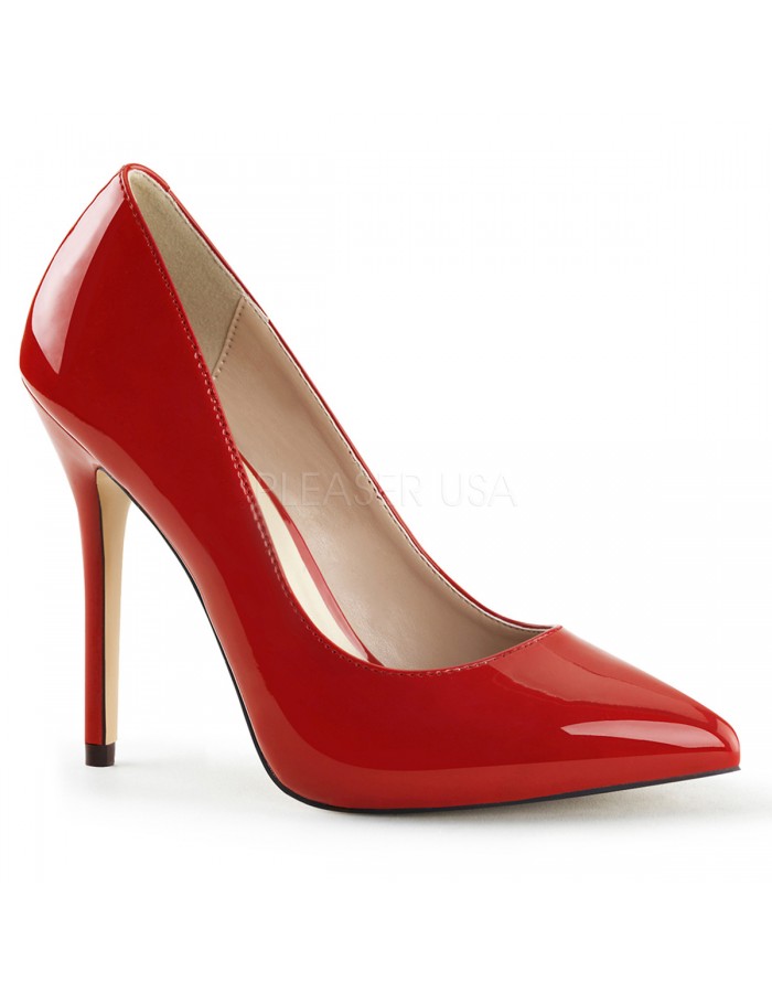 red high heel pumps