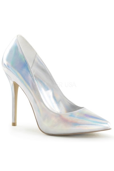 Amuse Silver Hologram 5 Inch High Heel Pump