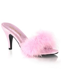 Amour Baby Pink Maribou Trimmed Slipper