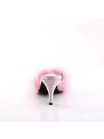 Amour Baby Pink Maribou Trimmed Slipper