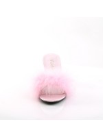 Amour Baby Pink Maribou Trimmed Slipper