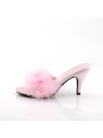 Amour Baby Pink Maribou Trimmed Slipper