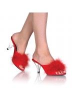 Belle Red Maribou Satin Slipper