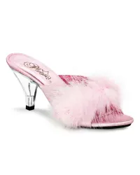 Belle Baby Pink Maribou Satin Slipper