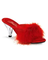 Belle Red Maribou Satin Slipper