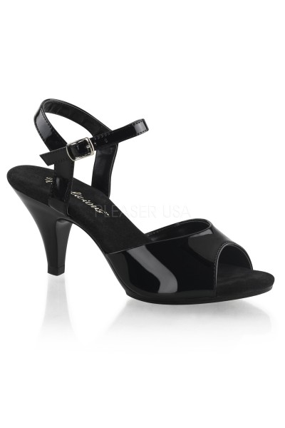 Black Patent Belle 3 Inch Heel Sandal