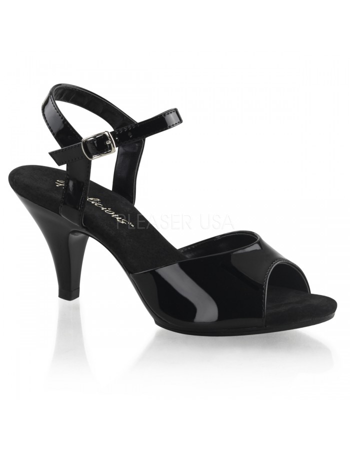 Black Patent Belle 3 Inch Heel Sandal 