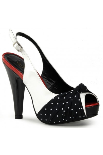 Bettie Slingback Black and White Vintage Shoes