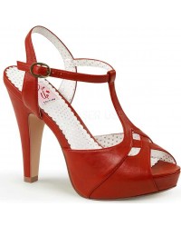 Red Bettie-23 Peep Toe Vintage T-Strap Sandals