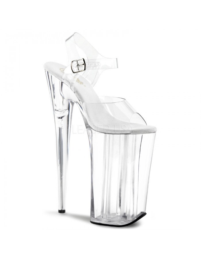 white clear platform heels